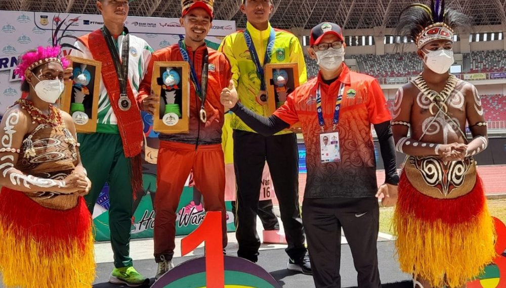 Rifki Ahmad Soleh raih rekor nasional Pekan Paralimpiade Nasional XVI Papua. Foto: Kiriman Daerah.