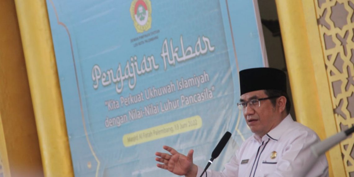 Ribuan jamaah mengikuti pengajian akbar yang digelar DPD LDII Kota Palembang Masjid Al Fatah Palembang. Foto: Kontributor LINES.