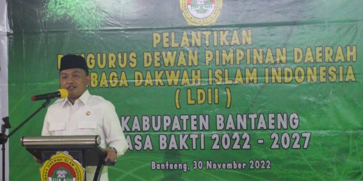 Pengurus DPD LDII Bantaeng mengikuti pelantikan kepengurusan yang dihadiri Bupati. Foto: LINES.