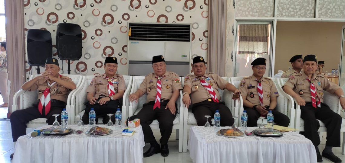 Ketua Sakoda Sekawan Persada Nusantara (SPN) Lampung, Heri Sensustadi, menghadiri Rapat Kerja Daerah (Rakerda) dan halalbihalal Gerakan Pramuka Lampung, di Aula Graha Bakti Pramuka, Bandar Lampung, pada Selasa (16/5). Foto: LINES.