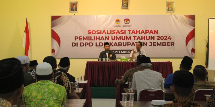 Jelang pemilu, Komisi Pemilihan Umum (KPU) kabupaten Jember bekerjasama dengan DPD LDII Jember menyosialisasikan tahapan pemilu. Foto: LINES.