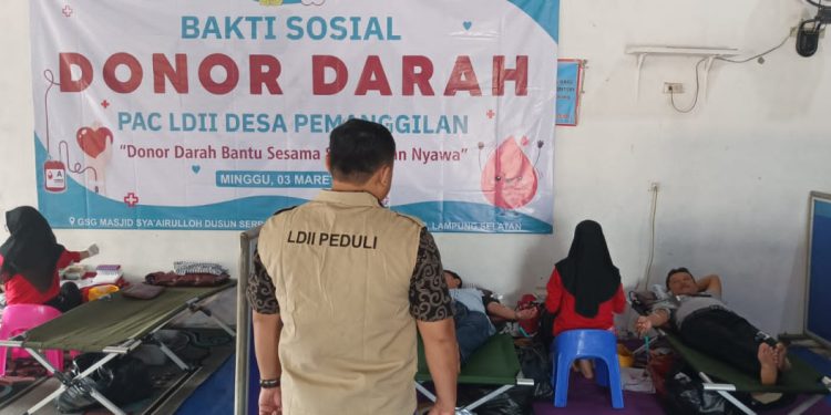 PAC LDII Pemanggilan menghelat “Baksi Sosial Donor Darah” bekerja sama dengan Unit Transfusi Darah (UTD) Palang Merah Indonesia (PMI) Provinsi Lampung. Foto: LINES.