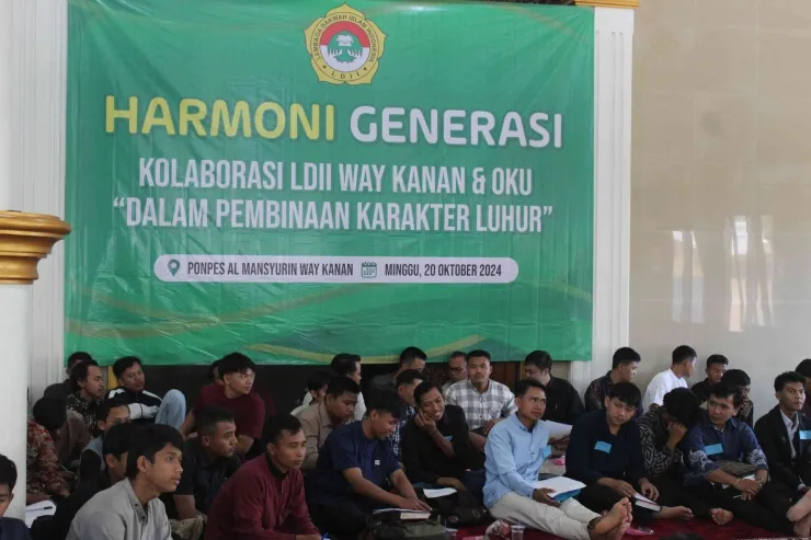 DPD LDII Kabupaten Way Kanan bekerja sama dengan DPD LDII Ogan Komering Ulu (OKU) menggelar acara pengajian generasi muda bertajuk "Harmoni Generasi Penerus", pada Minggu (20/10). Foto: LINES
