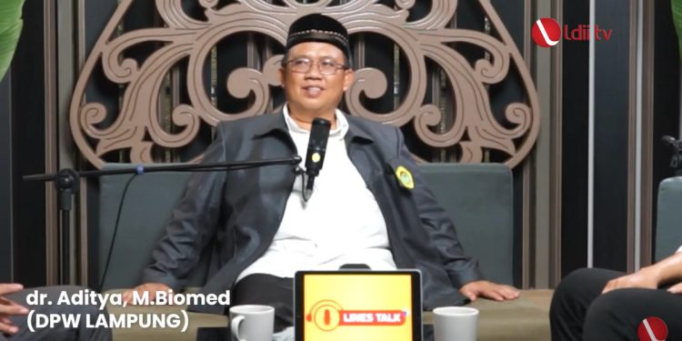 Ketua DPW LDII Lampung, Aditya dalam Podcast Lines Talk LDII TV beberapa waktu lalu. Foto: LINES