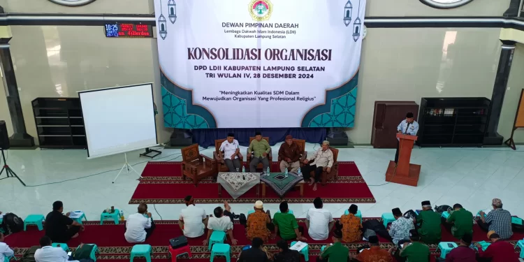 DPD LDII Lampung Selatan menghelat konsolidasi organisasi di Masjid Nurul Huda, Lampung Selatan, Lampung, pada Sabtu (28/12). Foto: LINES