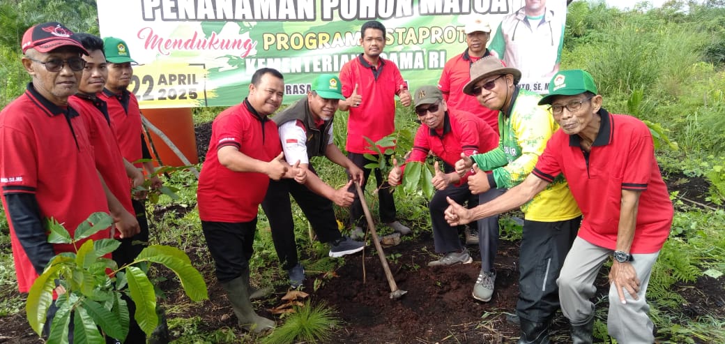 DPW LDII Kalbar menanam ratusan pohon matoa di Desa Rasau Jaya Umum Kubu Raya, pada Selasa (22/4). Foto: LINES.