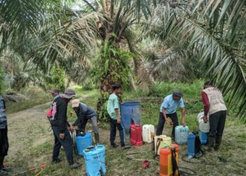LDII Sarolangun Bersinergi Menyemprot Kebun Sawit demi Perkuat Kas Organisasi