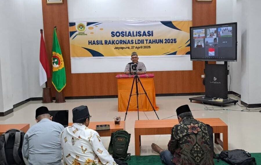 DPW LDII Provinsi Papua menghelat sosialisasi hasil Rakornas LDII Tahun 2025 secara hybrid dengan studio utama di Pondok Pesantren Pelajar dan Mahasiswa (PPPM) Al-Manshurin, Heram, Kota Jayapura. Foto: LINES.