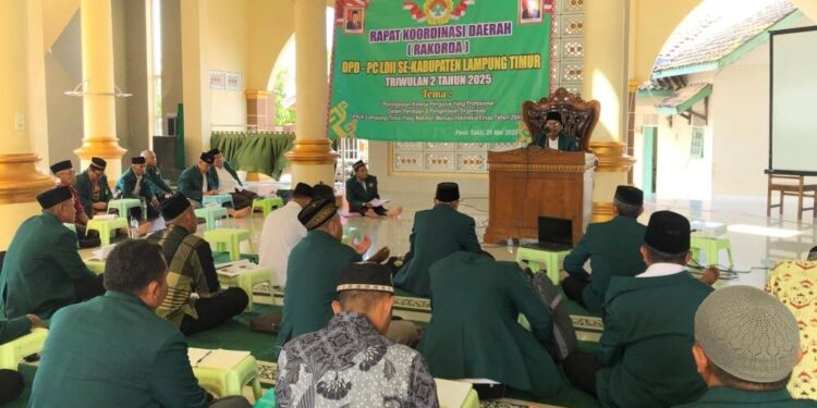 DPD LDII Kabupaten Lampung Timur menggelar Rapat Koordinasi Daerah (Rakorda) Triwulan II pada Kamis (29/5). Foto: LINES.