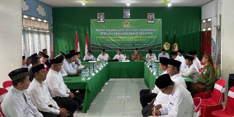 DPW LDII Papua Selatan menggelar Rapat Koordinasi Wilayah (Rakorwil). Acara bertema “Peningkatan Kapasitas Organisasi untuk Memperkuat Kolaborasi Menyukseskan Asta Cita dan Pancamulia”. Foto: LINES.