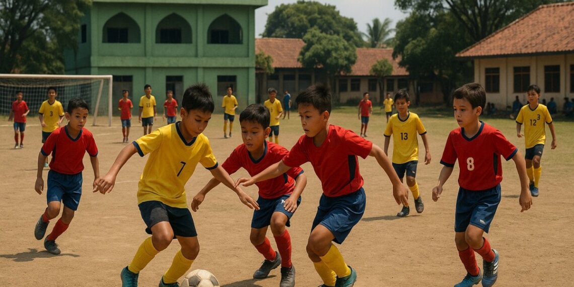 Ilustrasi pertandingan sepakbola U-10 antar majelis ta’lim.