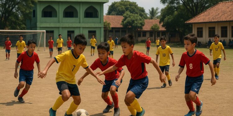 Ilustrasi pertandingan sepakbola U-10 antar majelis ta’lim.