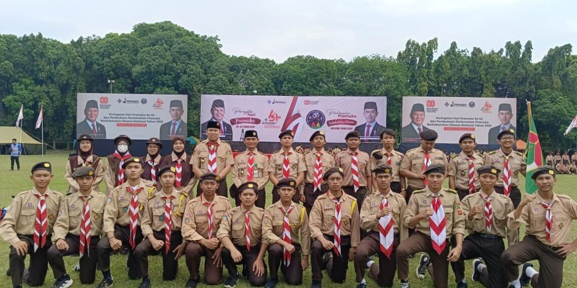 Satuan Komunitas Pramuka Sekawan Persada Nusantara (SAKO SPN) ikuti Upacara Peringatan Hari Pramuka ke-64 di Cibubur. Foto: LINES.