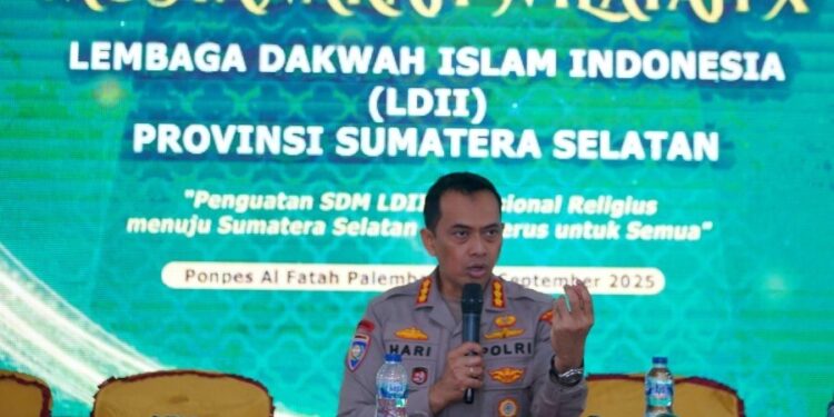 Direktur Pembinaan Masyarakat (Dirbinmas) Polda Sumatera Selatan (Sumsel), Kombes Pol Hari Purnomo menghadiri Muswil X LDII Sumsel. Foto: LINES.