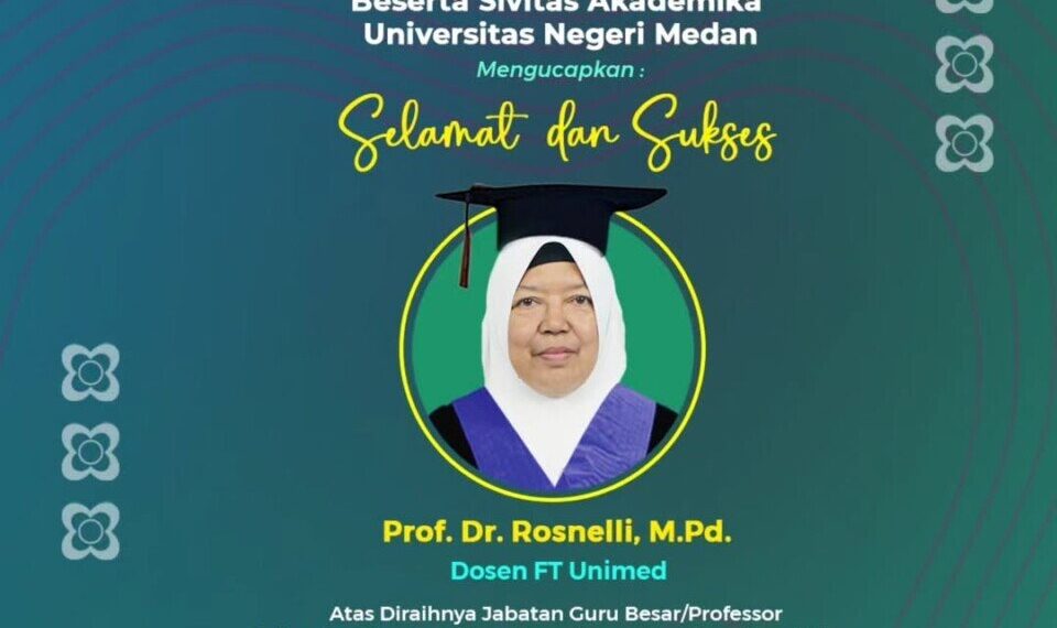 Ketua Biro Pemberdayaan Perempuan dan Kesejahteraan Keluarga (PPKK) LDII Sumatera Utara, Rosnelli, resmi dikukuhkan sebagai guru besar di Universitas Negeri Medan. Foto: LINES.