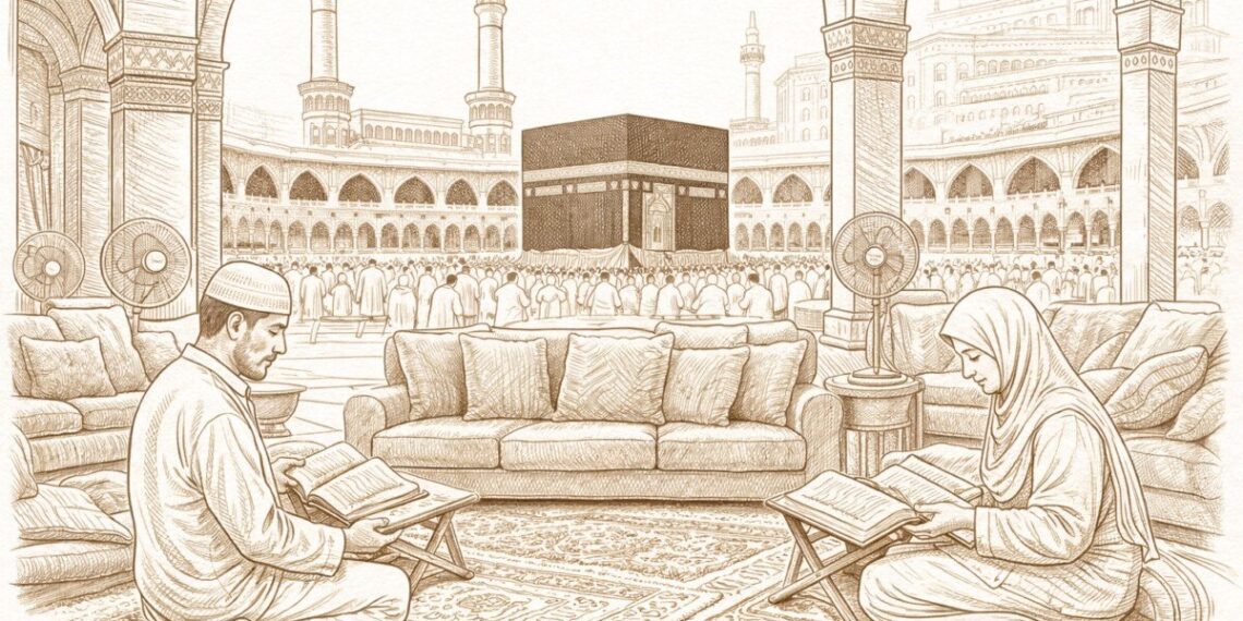 Ilustrasi Beribadah di Masjidil Harram.