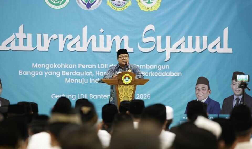 Ketua Umum Terpilih Dody Taufiq Wijaya saat memberikan pengantar pada Silaturrahim Syawal DPW LDII Banten. Foto: LINES.