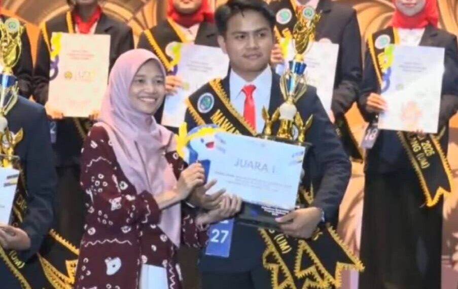 Mahasiswa LDII Malang, Muchamad Yafis meraih Juara 1 Pemilihan Mahasiswa Berprestasi (Pilmapres) jenjang vokasi. Foto: LINES.