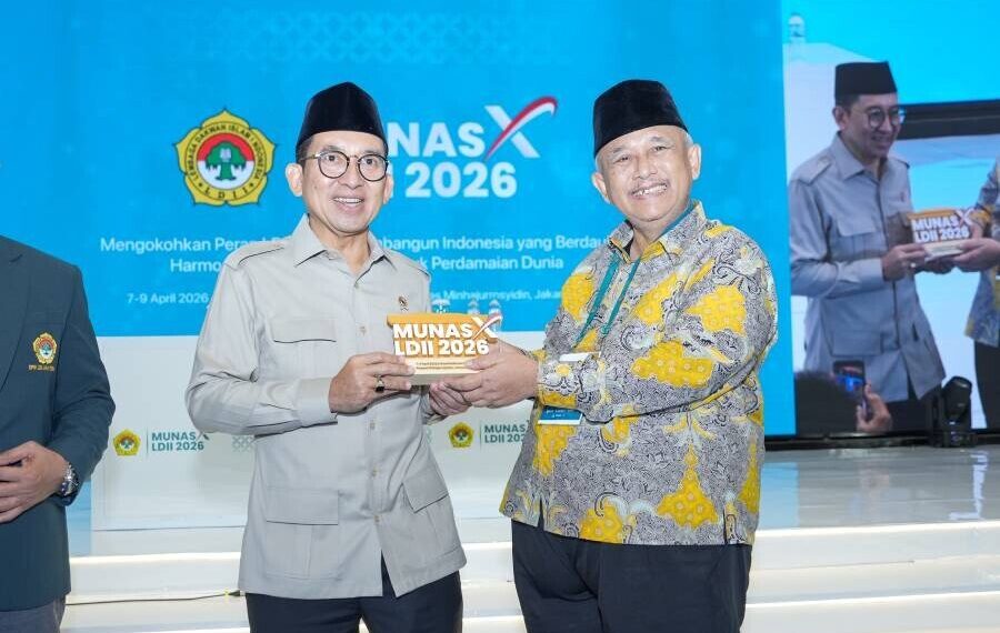Menteri Kebudayaan RI, Fadli Zon mengapresiasi tema pembahasan Musyawarah Nasional (Munas) X DPP LDII yang mengangkat isu geopolitik dan ketahanan nasional. Foto: LINES