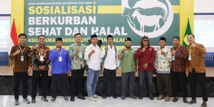DPW LDII Jawa Timur bekerja sama dengan Dinas Peternakan Provinsi Jawa Timur dan Badan Penyelenggara Jaminan Produk Halal (BPJPH) menggelar sosialisasi kurban sehat halal. Foto: LINES.