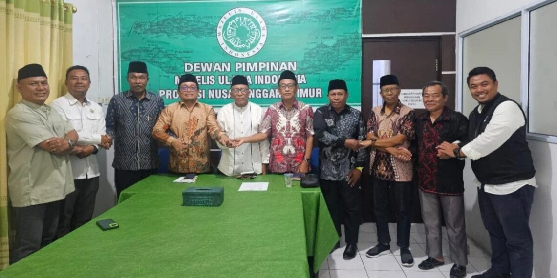 Jajaran pengurus DPW LDII Nusa Tenggara Timur (NTT) silaturahim dengan Majelis Ulama Indonesia (MUI) Provinsi NTT. Foto: LINES