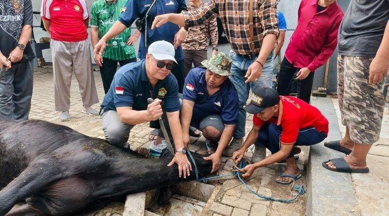 LDII Jawa Barat menyembelih kurban secara gotong royong. Foto: LINES.