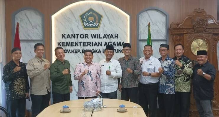DPW LDII Kepulauan Bangka Belitung (Babel) silaturahim dengan Plt Kepala Kantor Wilayah (Kakanwil) Kemenag Babel. Foto: LINES.