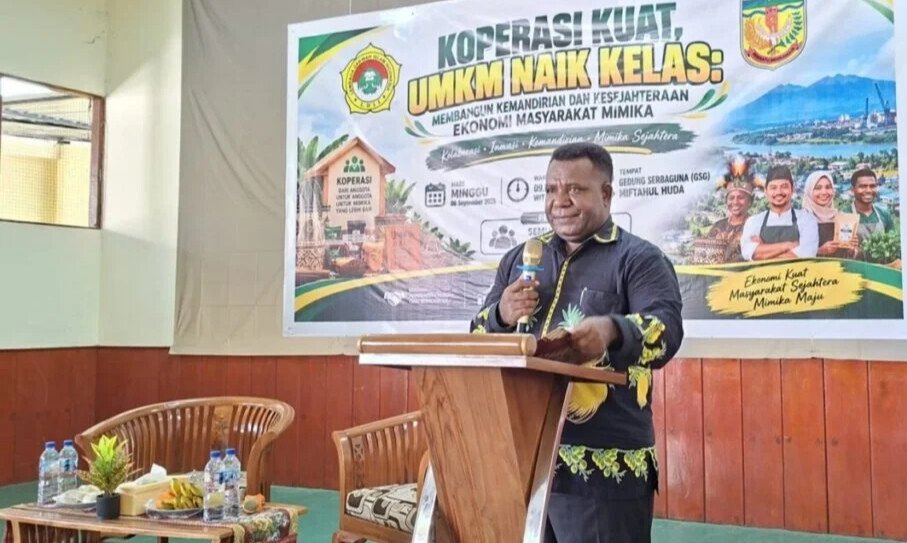 DPD LDII Kabupaten Mimika bekerja sama dengan Pemerintah Kabupaten Mimika melalui Dinas Koperasi dan UMKM menggelar Seminar Ekonomi. Foto: LINES