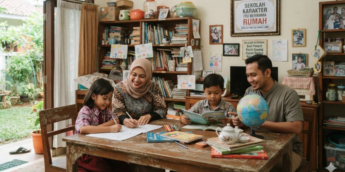 Ilustrasi Rumah adalah Sekolah.