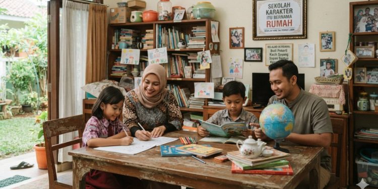 Ilustrasi Rumah adalah Sekolah.
